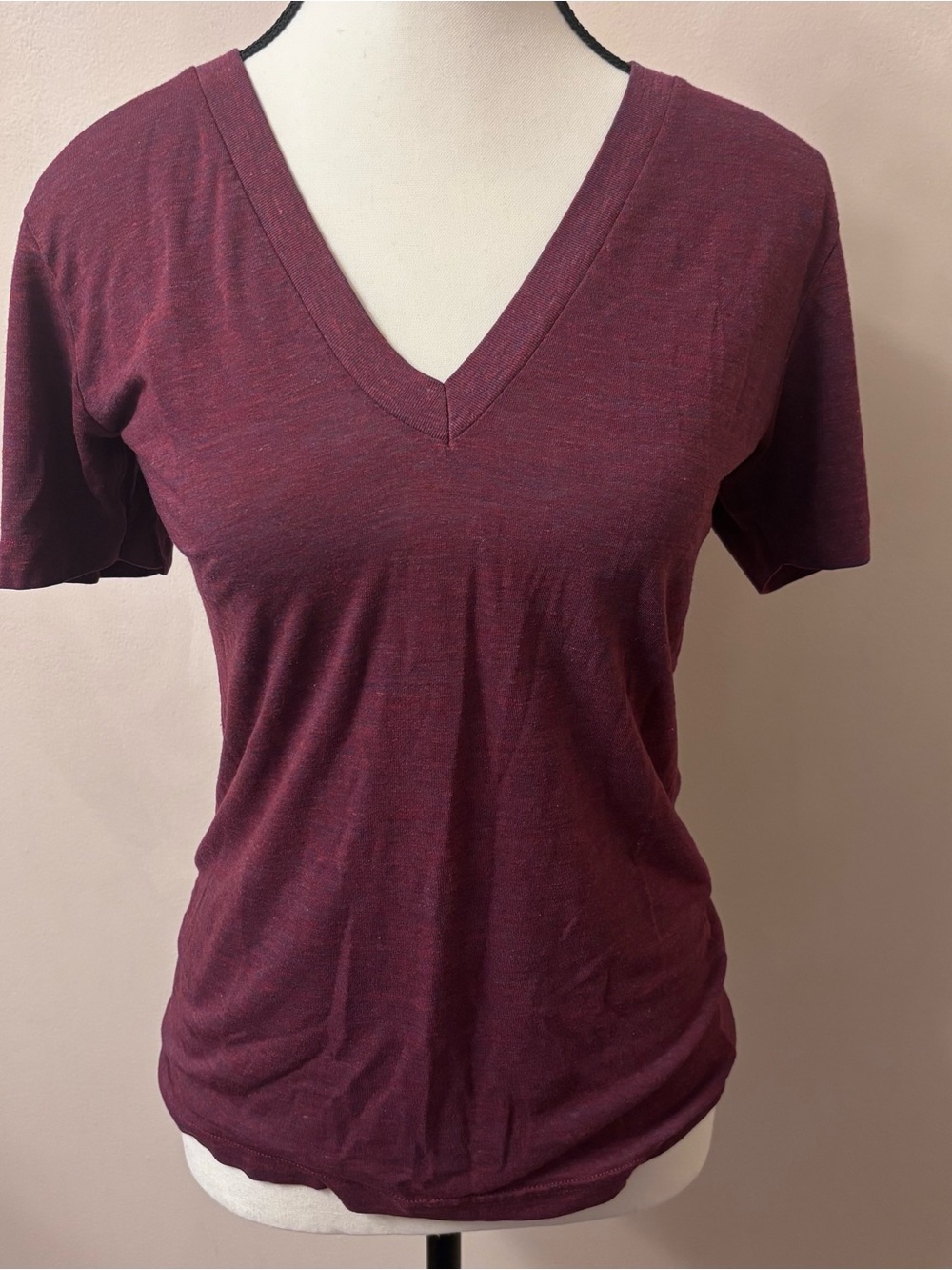 American Apparel V-Neck Short Sleeve Tee - Maroon